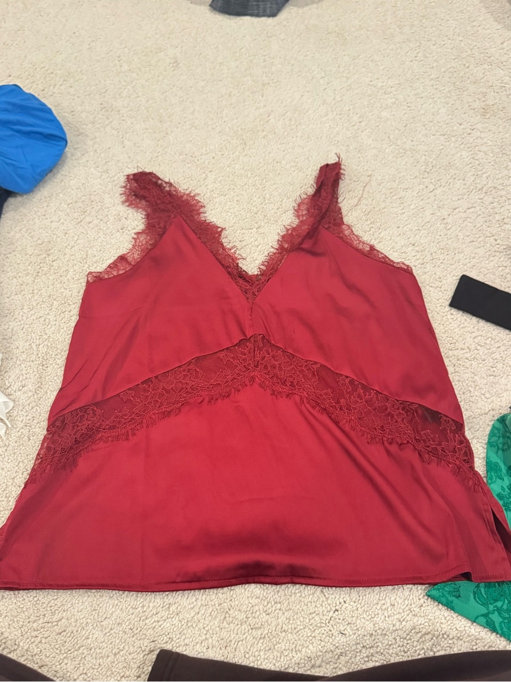 DO+BE Burgundy Lace-Trim Satin Camisole